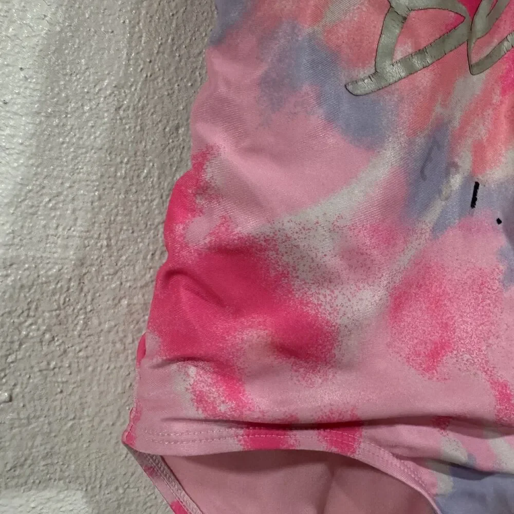 Justice Swimsuit Girls Large 12/14 One Piece Cali Vibes Bathing Suit Tie Dye